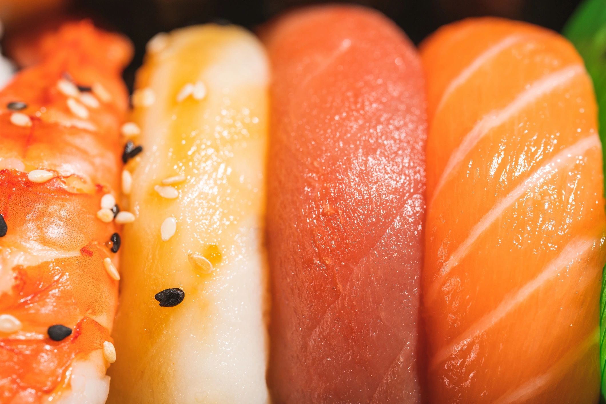 Fresh nigiri sushi prepared by the sushi chef