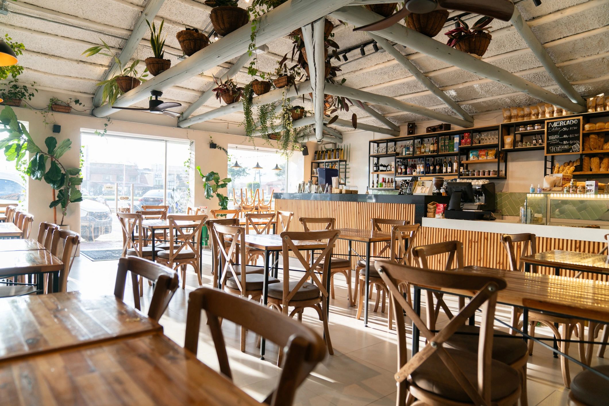 Cozy restaurant tables and seating