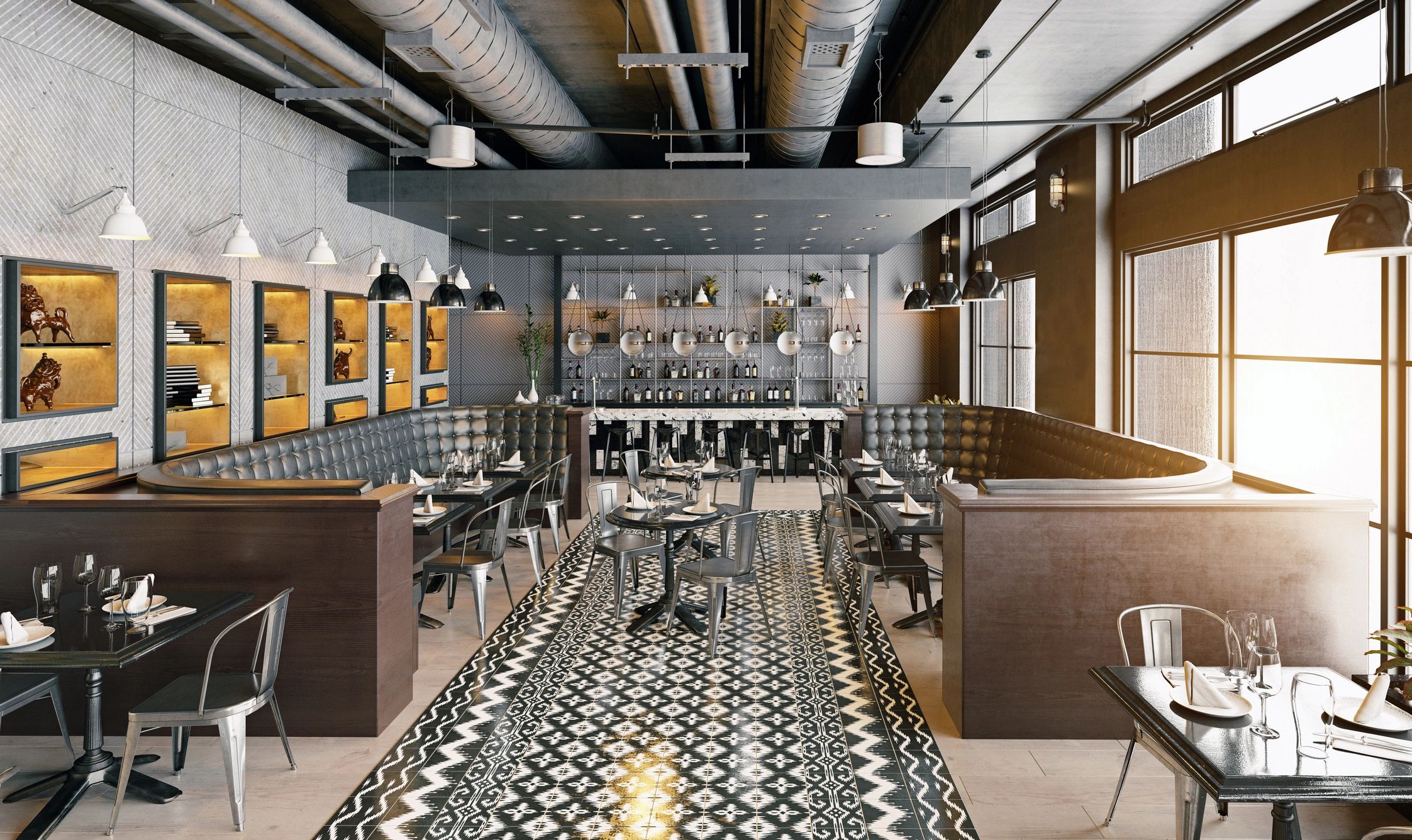 Modern restaurant dining area